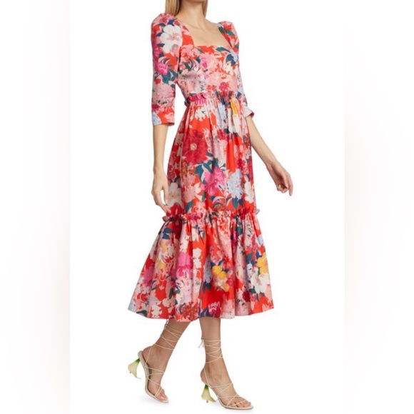 Cara Cara Dresses & Skirts - Cara Cara - Blue Hill Dress in Japanese Floral Red, 0